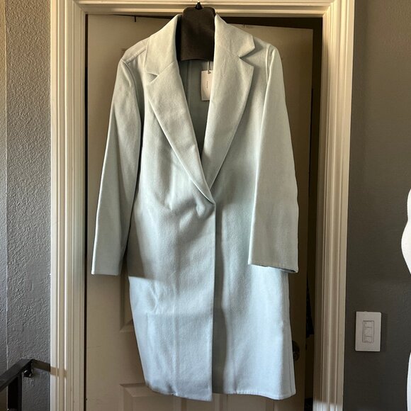 VINCE Classic Straight Wool-Blend Coat in Mint NWT 1X - Picture 2 of 6